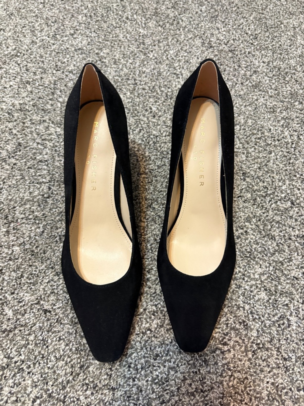 NWOT Marc Fisher Black Suede Pointed-Toe Pumps
